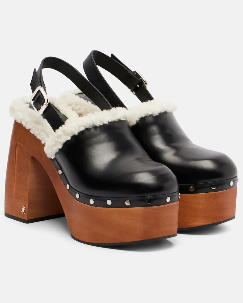 Jimmy Choo Plateau-Clogs Alida 135 aus Leder Schwarz