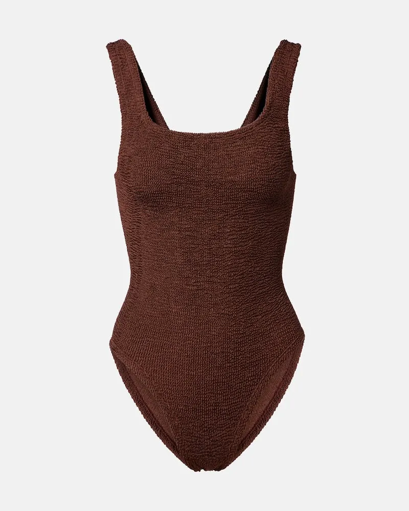 Hunza G Badeanzug Coverage Square Neck Braun