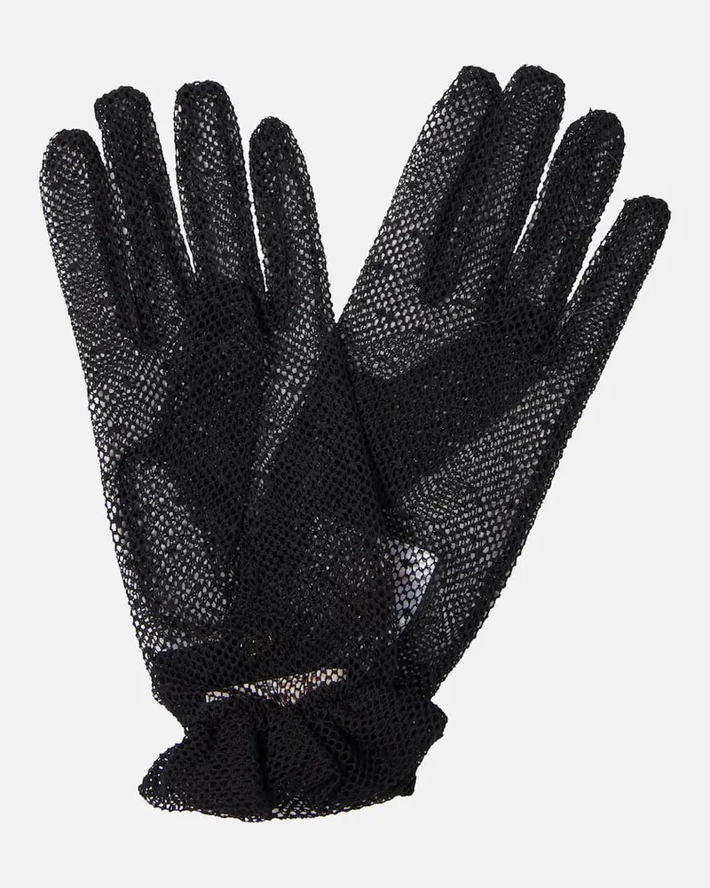 Valentino Garavani Handschuhe VLogo Signature aus Tüll Schwarz