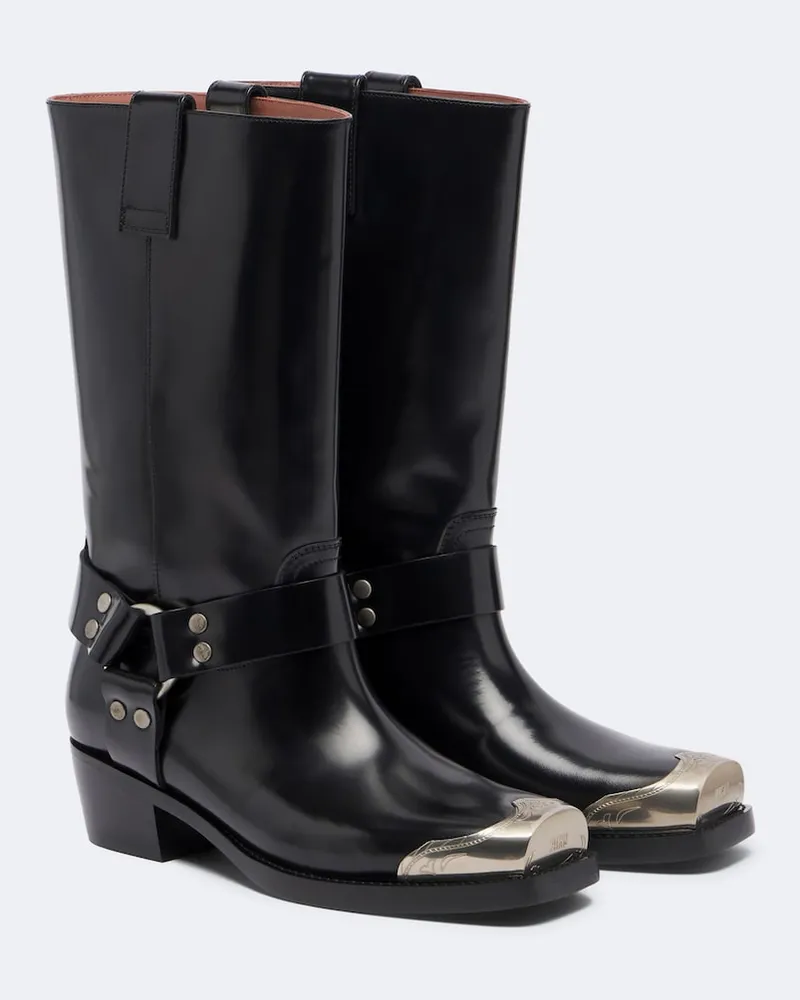 Paris Texas Bikerstiefel Roxy aus Leder Schwarz