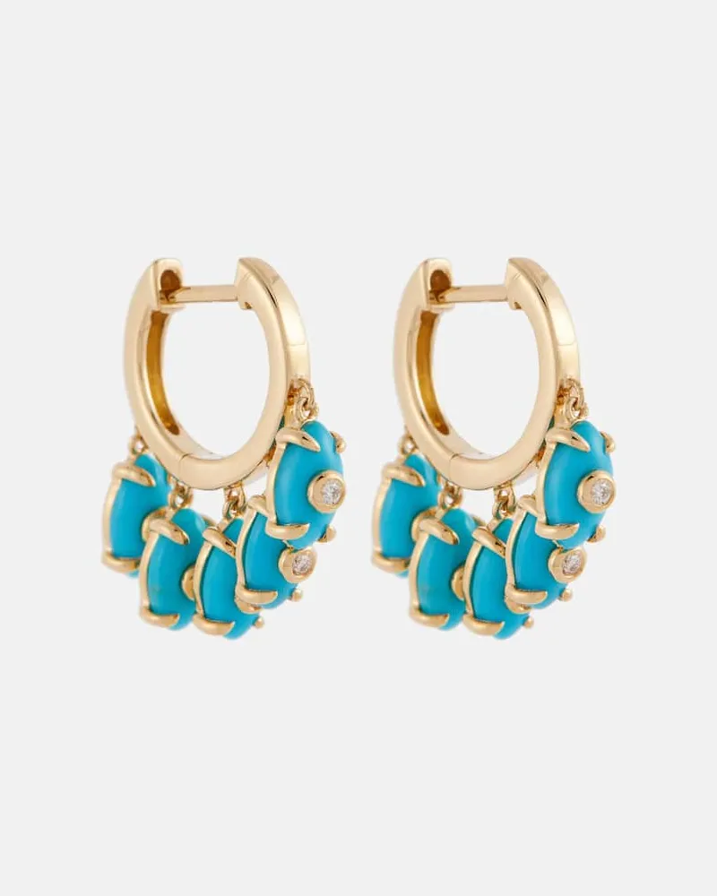 Sydney Evan Ohrringe aus 14kt Gelbgold mit Diamanten und Türkis Gold