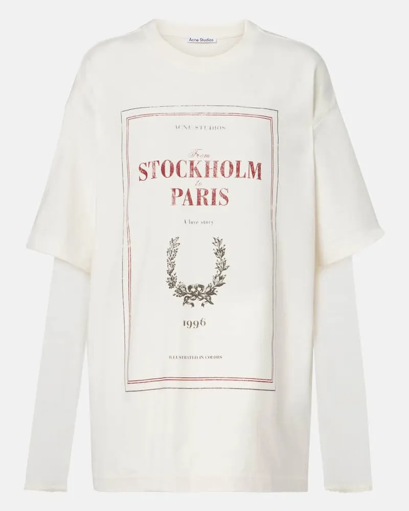 Acne Studios Bedrucktes Longsleeve aus Baumwoll-Jersey Multicolor