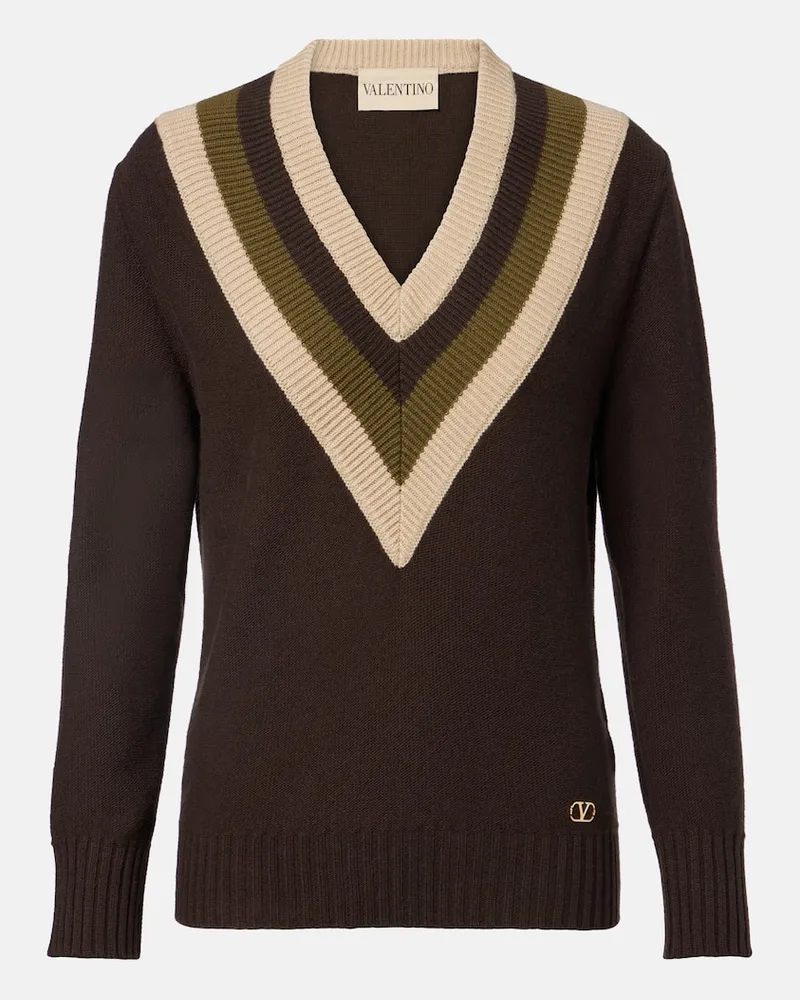 Valentino Garavani Pullover VLogo aus Schurwolle Braun