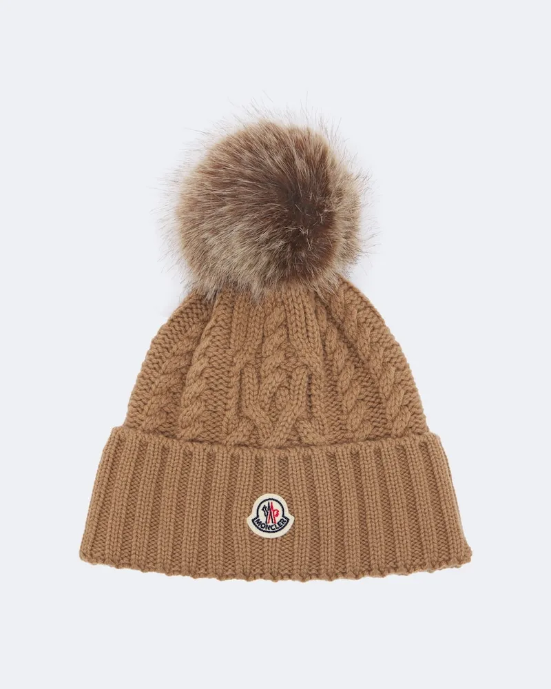 Moncler Mütze aus Wolle und Kaschmir Beige