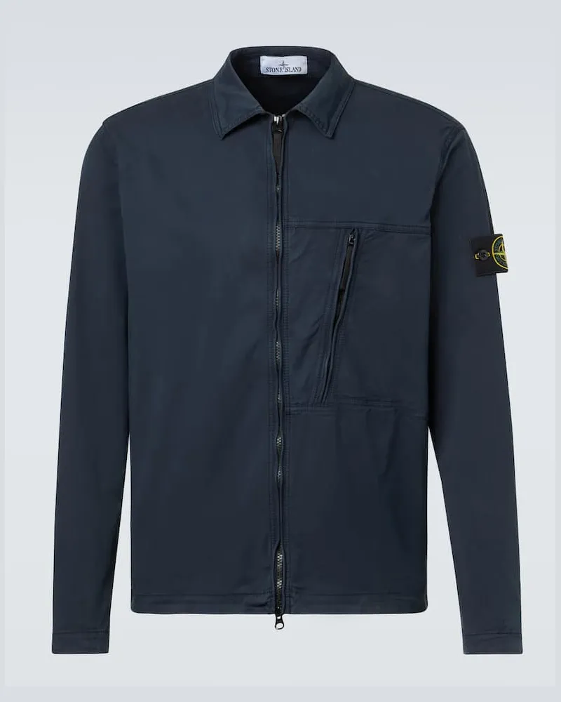 Stone Island Hemdjacke aus Twill Blau