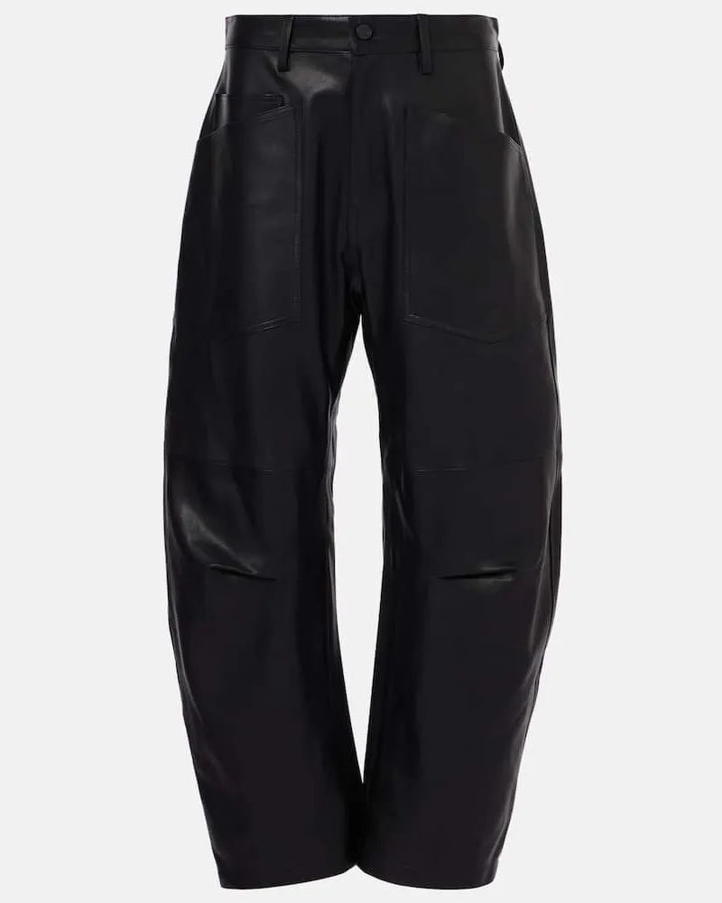 Nili Lotan Weite Hose Shon aus Leder Schwarz