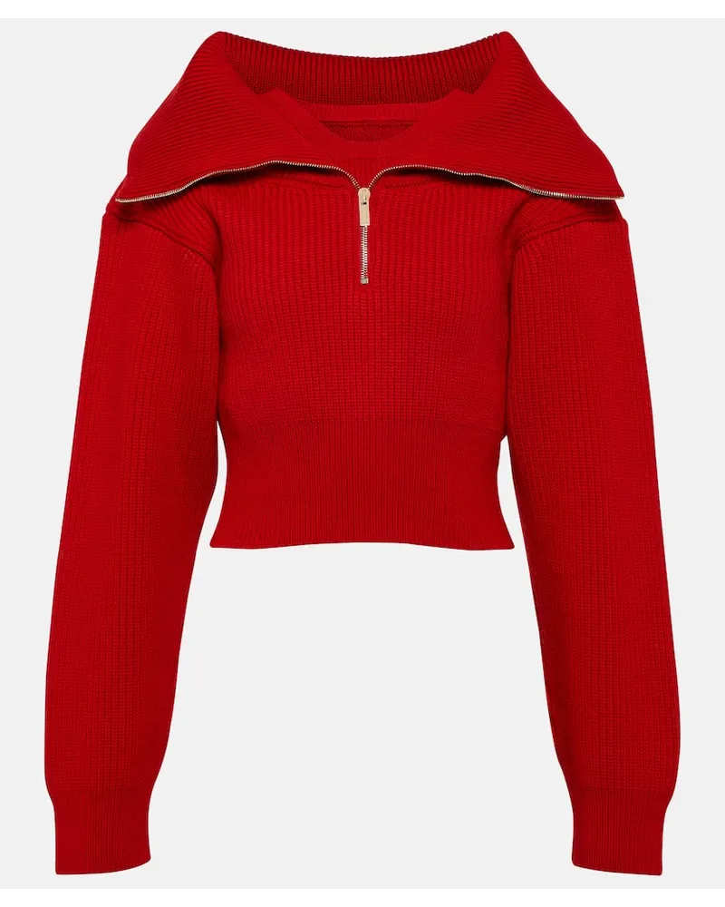 Jacquemus Cropped-Pullover La Maille Risoul aus Wolle Rot