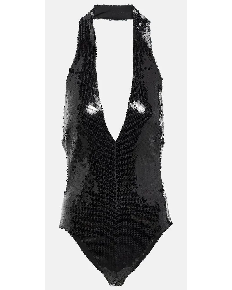 Alexandre Vauthier Body mit Pailletten Schwarz