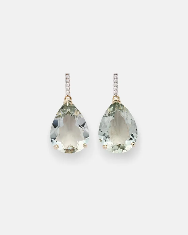 MATEO Ohrringe aus 14kt Gelbgold mit Diamanten und Amethyst Grün