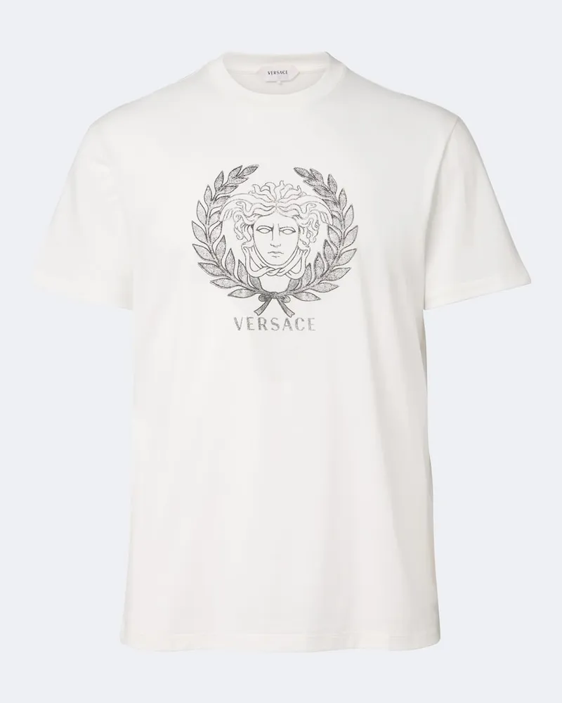 Versace Bedrucktes T-Shirt Medusa aus Baumwoll-Jersey Weiß