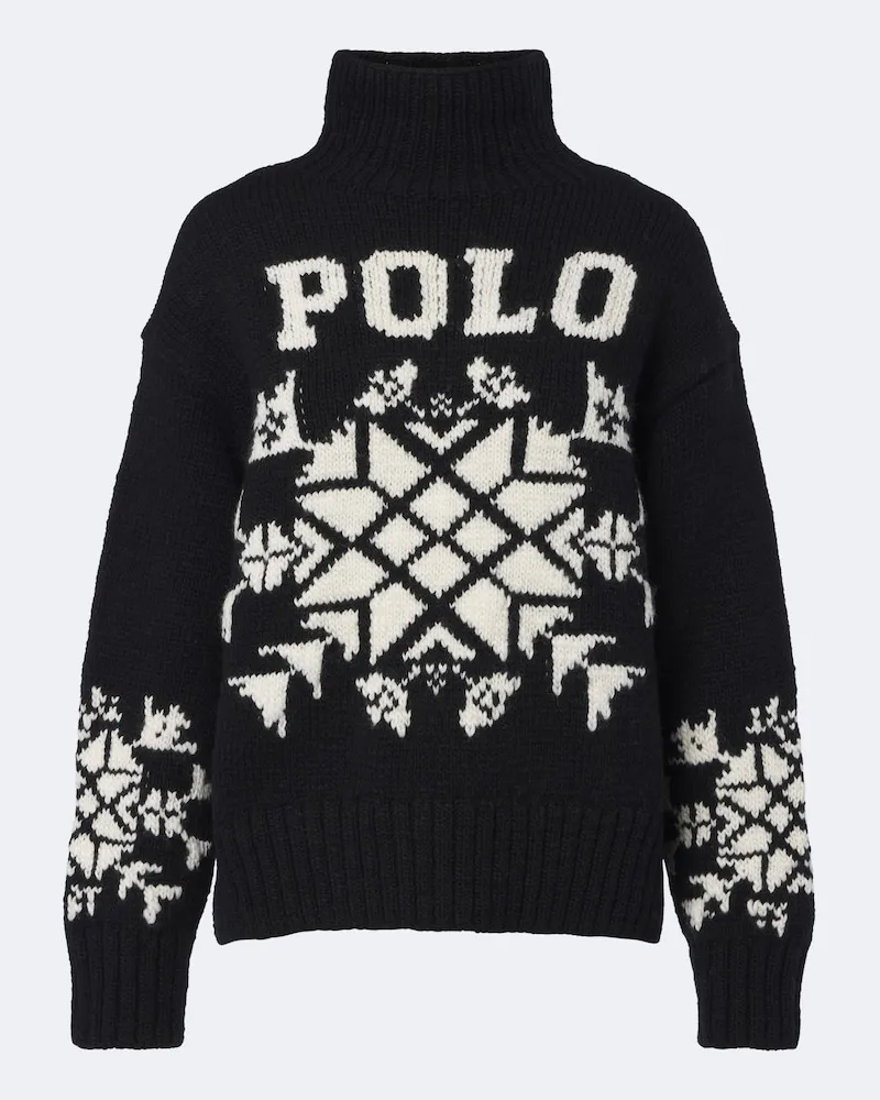 Ralph Lauren Rollkragenpullover aus Wolle Schwarz