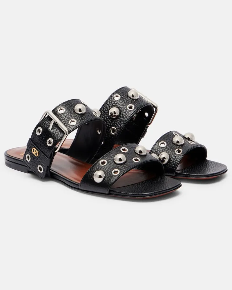 Valentino Garavani Verzierte Sandalen Nellcôte aus Leder Schwarz