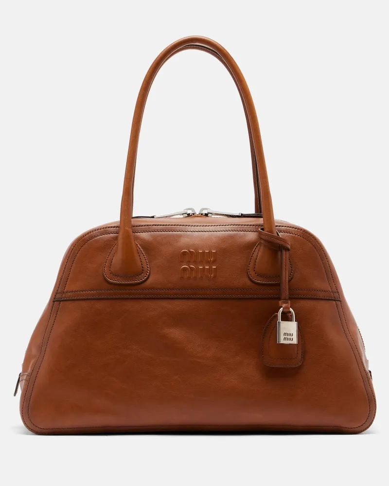 Miu Miu Bowling Bag Vivant Medium aus Leder Braun