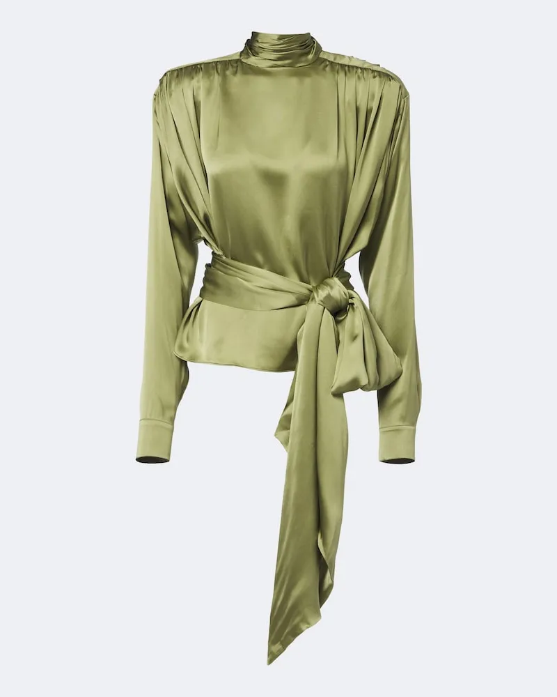 Balmain Top aus Seidensatin Grün