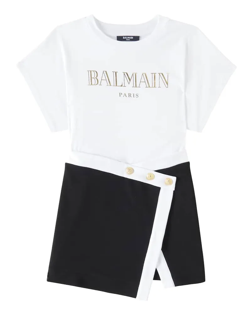 Balmain Kleid aus Baumwoll-Jersey Weiß