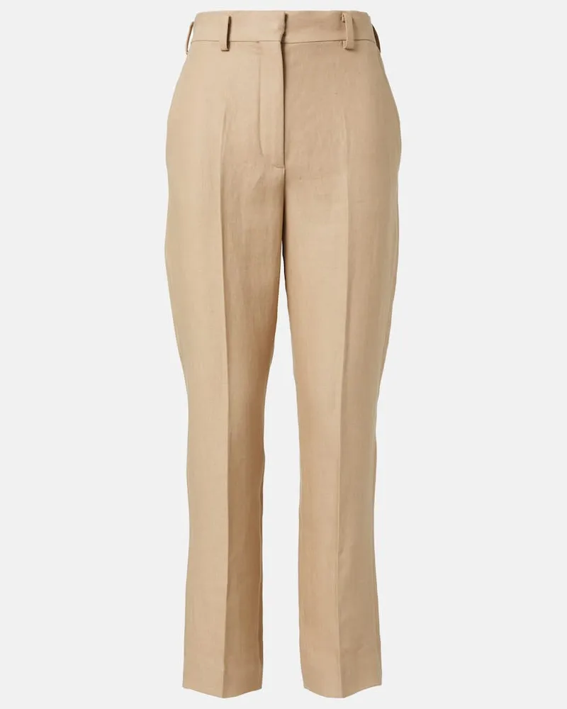 Loro Piana Gerade Hose Neo Derk aus Leinen-Crêpe Beige