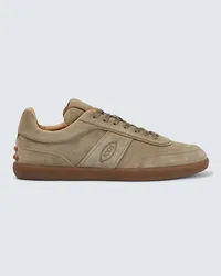 TOD'S Sneakers Tabs aus Veloursleder Beige