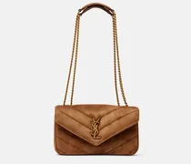 Schultertasche Loulou Small aus Matelassé-Veloursleder
