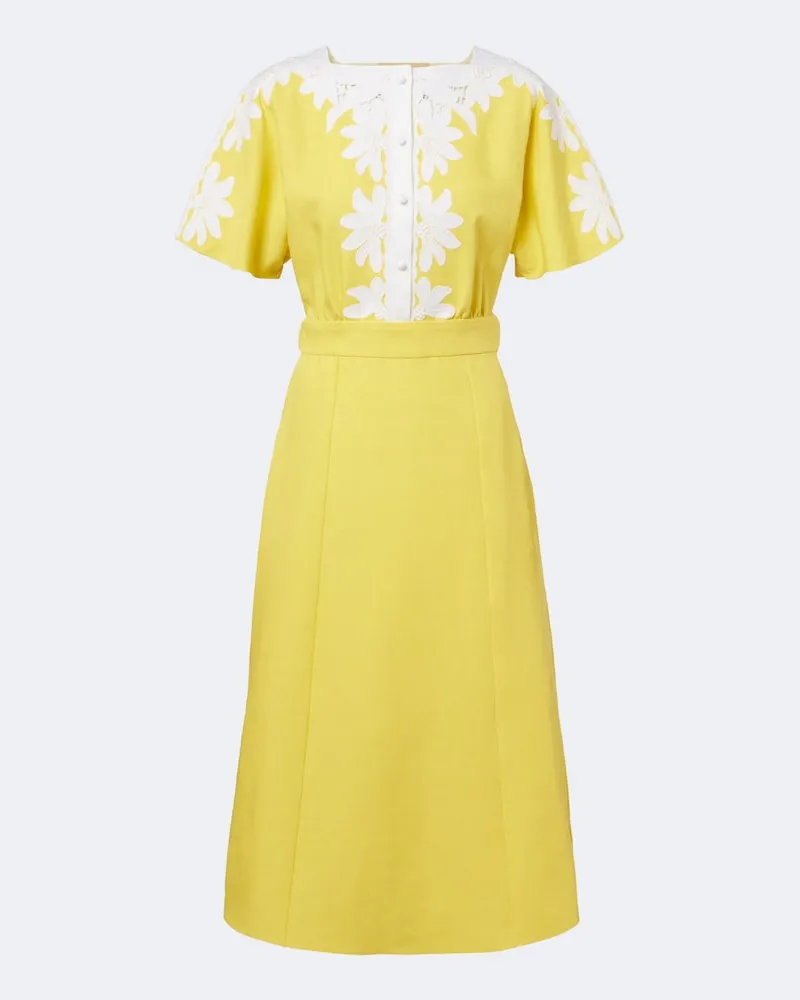 Valentino Garavani Midikleid aus Leinen Gelb