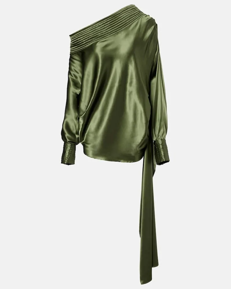 Dries van Noten Top aus Satin Grün