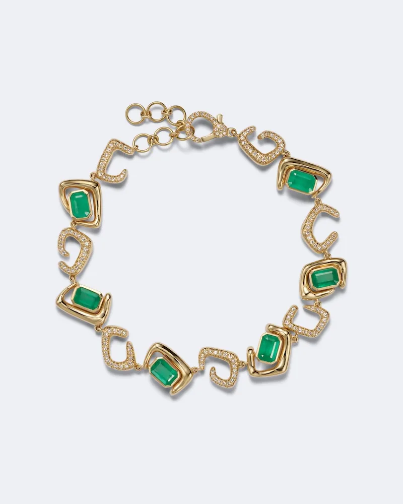 SHAY Armband aus 18kt Gelbgold mit Diamanten und Smaragden Gold