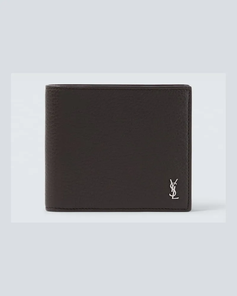 Saint Laurent Portemonnaie Tiny Cassandre East/West aus Leder Braun