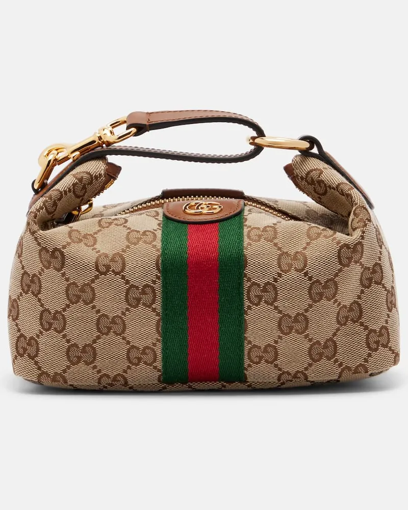 Gucci Henkeltasche Ophidia Mini GG aus Canvas Beige