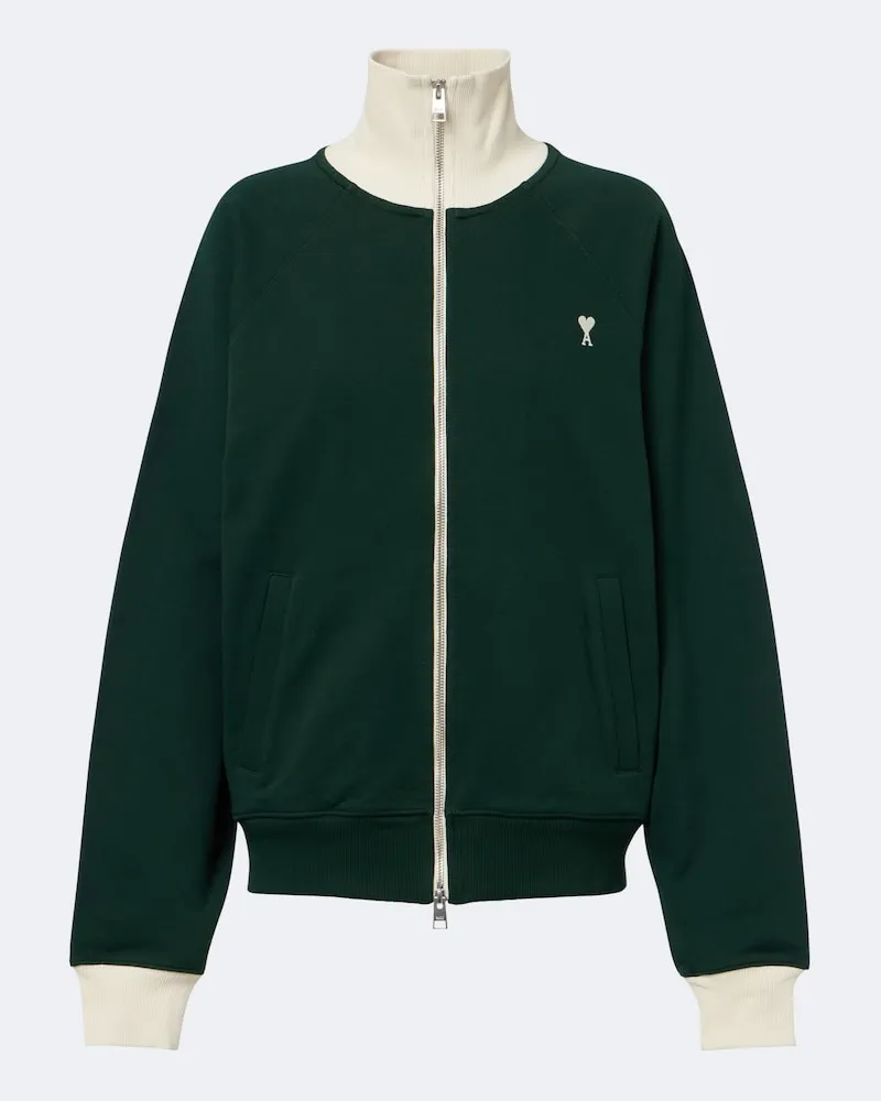 AMI Paris Hoodie Ami de Coeur aus Baumwoll-Jersey Grün