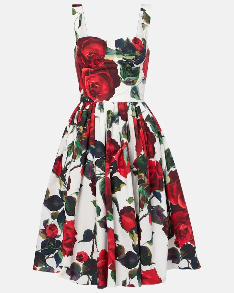Dolce & Gabbana Midikleid aus Baumwollpopeline Multicolor