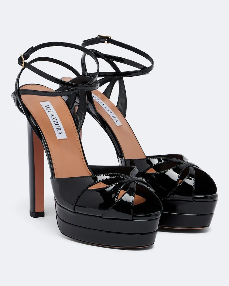 Aquazzura Plateausandalen Moves aus Lackleder Schwarz