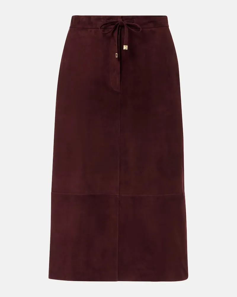 Max Mara Midirock aus Veloursleder Burgunderrot