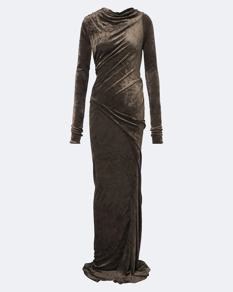 Rick Owens Lilies Robe Shailee aus Samt Grün