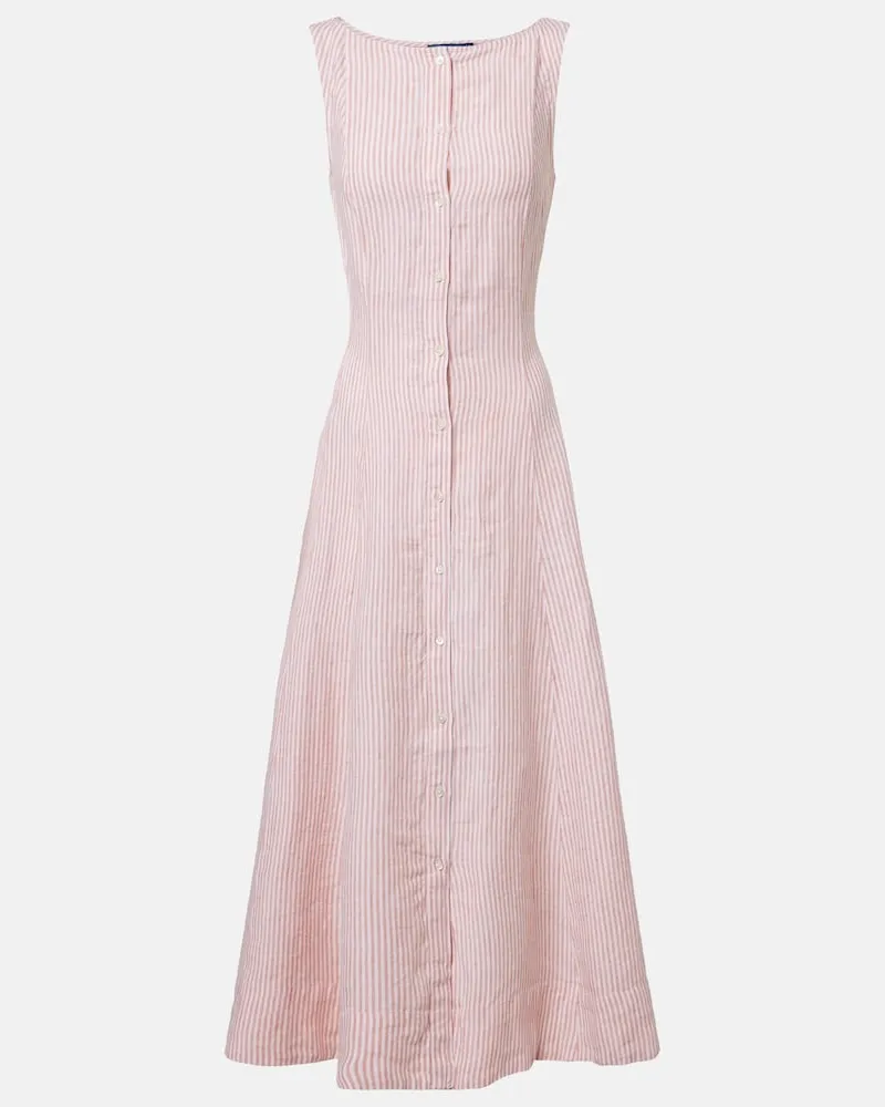 Ralph Lauren Midikleid aus Leinen Rosa