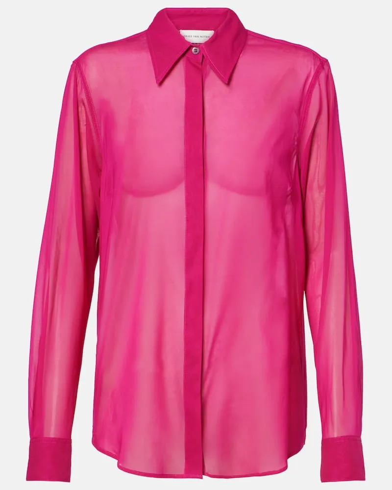 Dries van Noten Hemd aus einem Seidengemisch Rosa