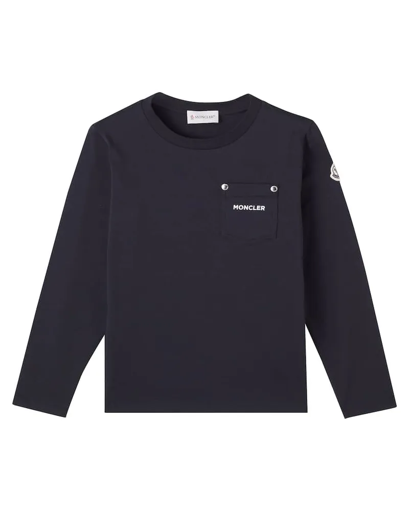 Moncler Longsleeve aus Baumwoll-Jersey Blau