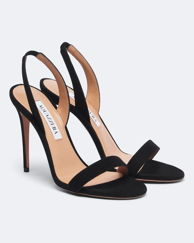 Aquazzura Slingback-Sandalen So Nude 105 aus Veloursleder Schwarz
