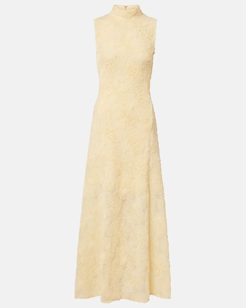 ROTATE Birger Christensen Maxikleid aus Mesh Gelb