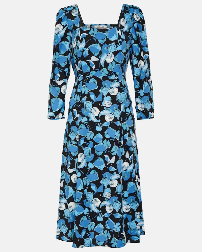 Diane von Furstenberg Bedrucktes Midikleid Joanna aus Crêpe Blau