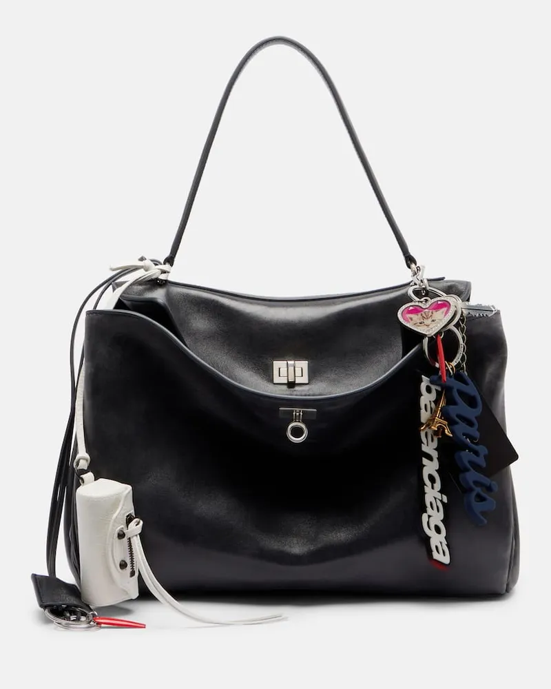 Balenciaga Tote Bag Rodeo Medium aus Leder Schwarz