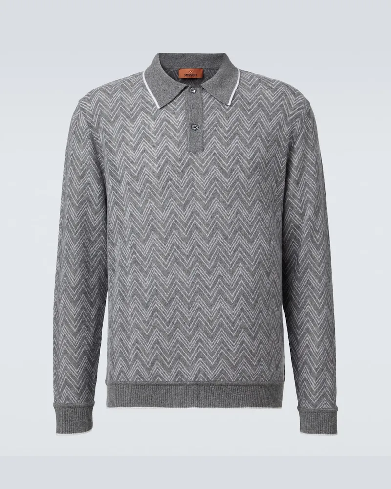 Missoni Polopullover Zig Zag aus Kaschmir Grau