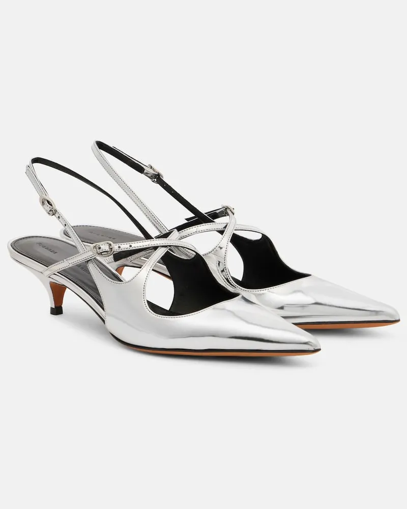 Proenza Schouler Slingback-Pumps Slash 40 aus Metallic-Leder Silber