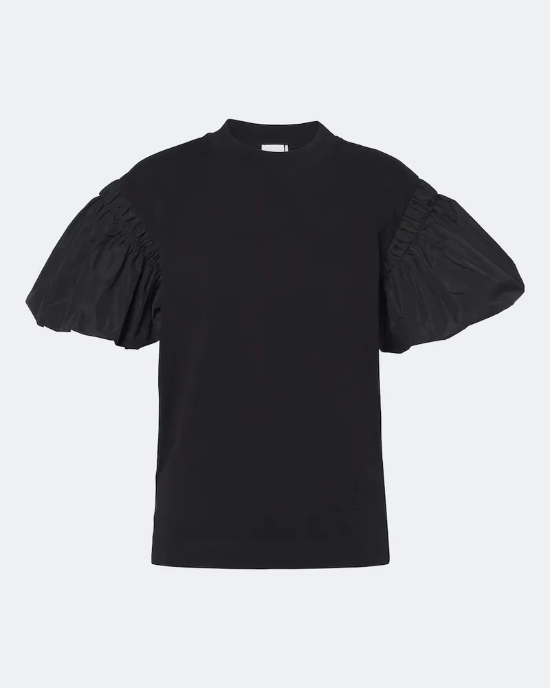 Patou T-Shirt aus Baumwoll-Jersey mit Puffärmeln Schwarz