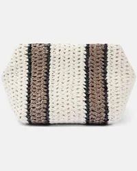 Brunello Cucinelli Clutch Small aus Haekelstrick Weiss