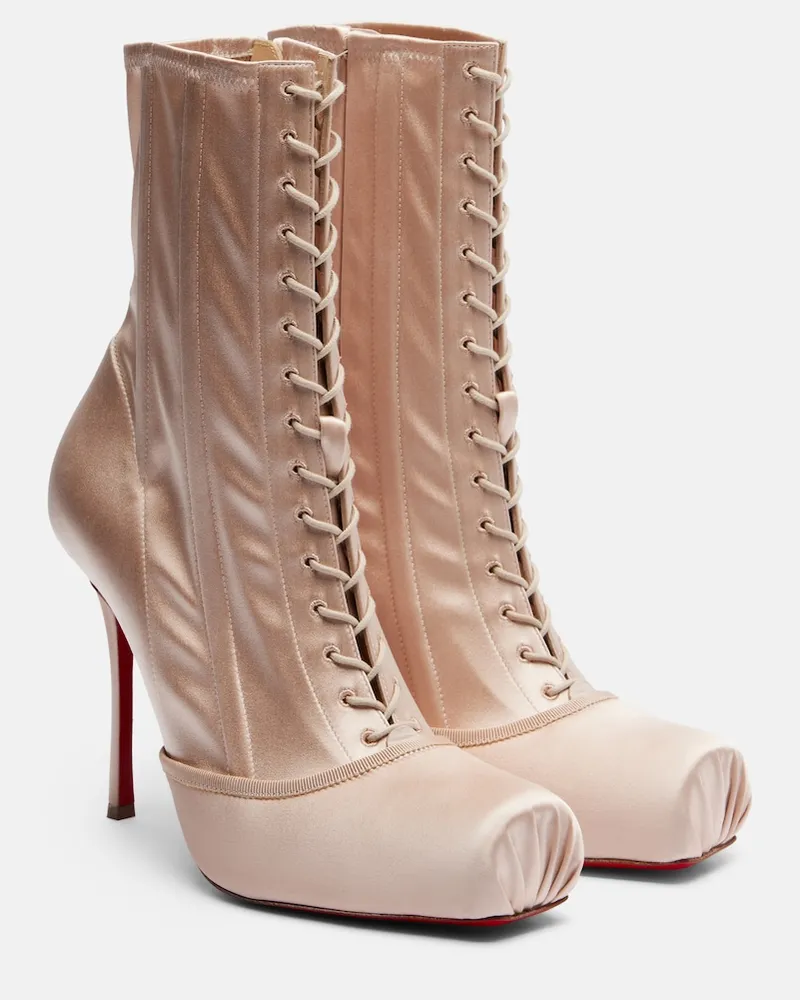 Christian Louboutin Ankle Boots Pavlova aus Satin Rosa