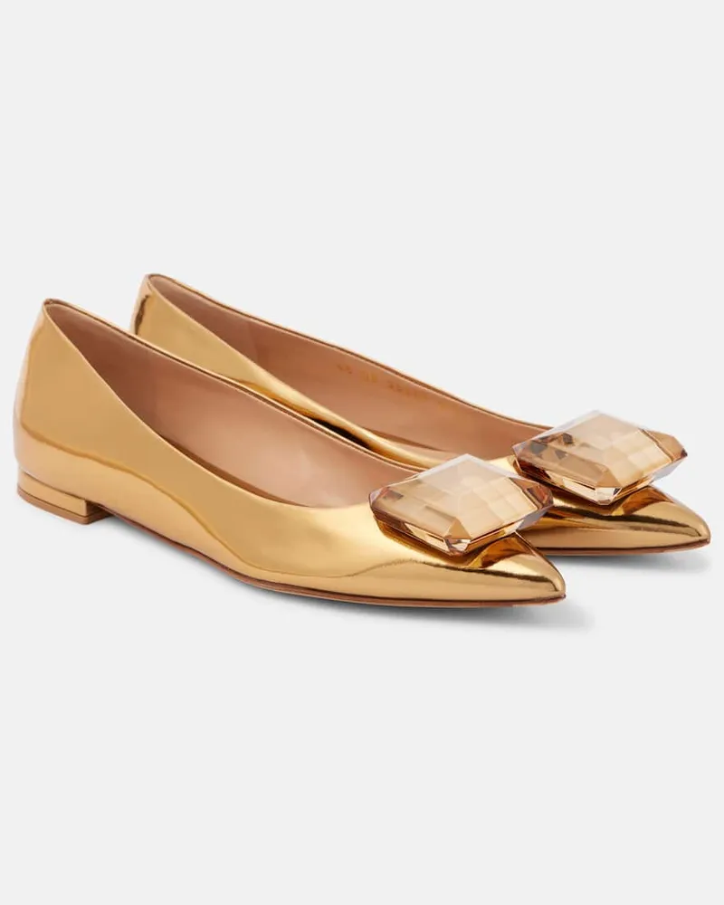 Gianvito Rossi Ballerinas Jaipur aus Metallic-Leder Gold