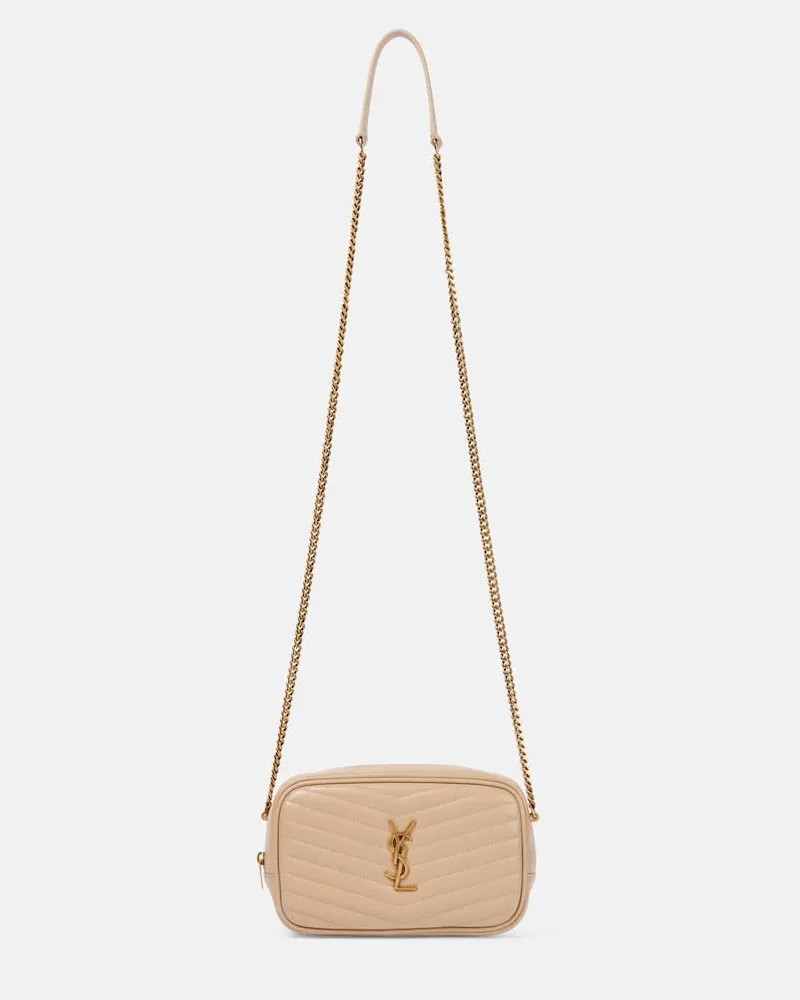 Saint Laurent Schultertasche Lou Mini aus Leder Beige