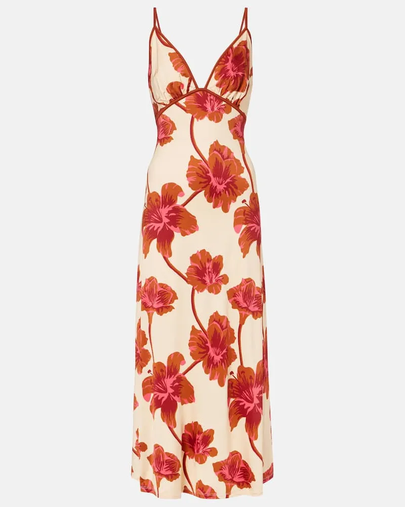 Johanna Ortiz Maxikleid Sendero de Astromelias aus Jersey Rot