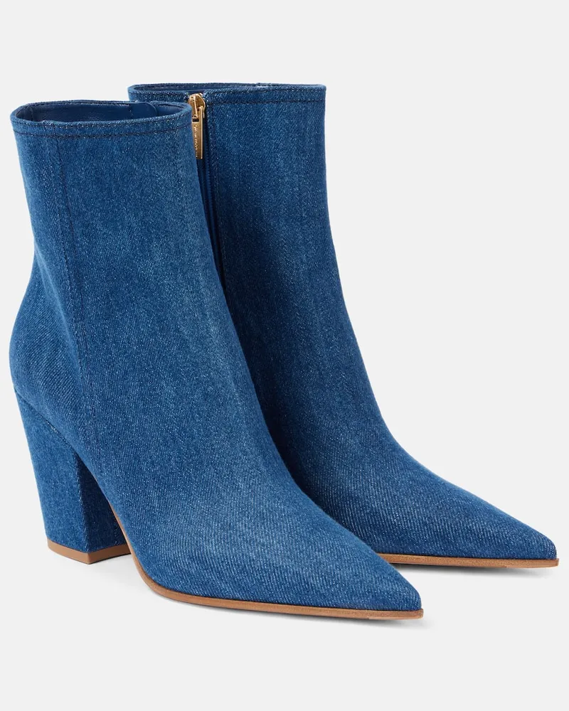 Gianvito Rossi Ankle Boots Keinna 85 aus Denim Blau