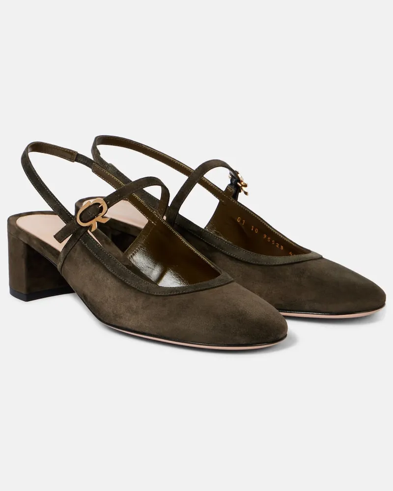 Gianvito Rossi Slingback-Pumps aus Veloursleder Grün