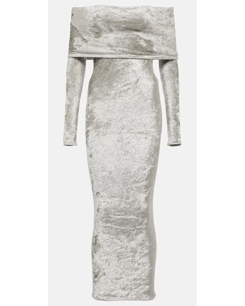 Alaïa Alaïa Midikleid aus Samt Silber